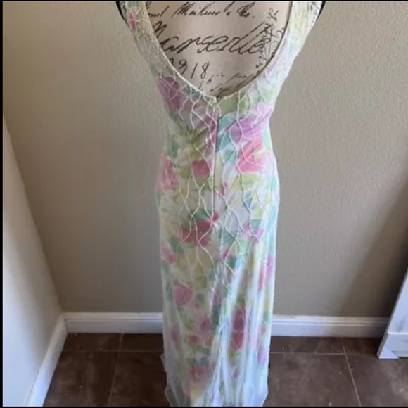 Rickie Freeman for T.J Nites Mesh Beaded Floor Length Gown Size 4 - Picture 5 of 14